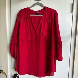 Torrid Harper 3/4 sleeve top. Bright red. Size 4